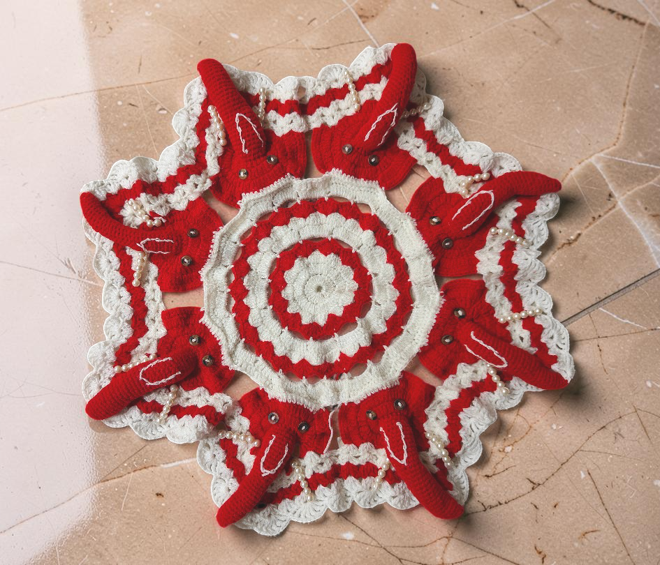 Lord Ganesh Pearl Tablemat (Thaliposh)
